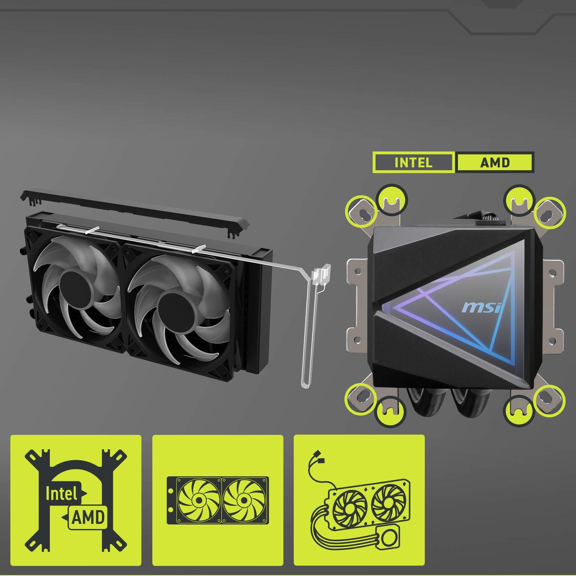 MSI MAG CoreLiquid I240 Black - AIO ARGB CPU Liquid Cooler